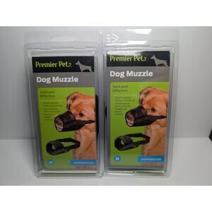 Lot of 2 Premier Pet Dog Muzzle Medium Adjustable Black Safe Effective